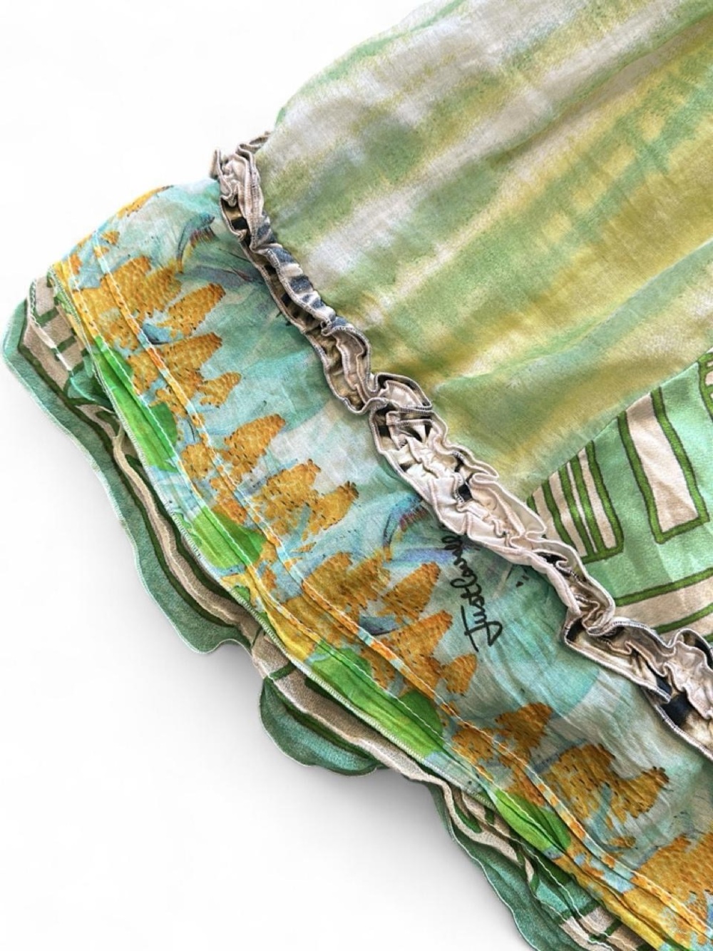 Roberto Cavalli 100% silk tropical ruffle cami 💚 - Picture 3 of 8
